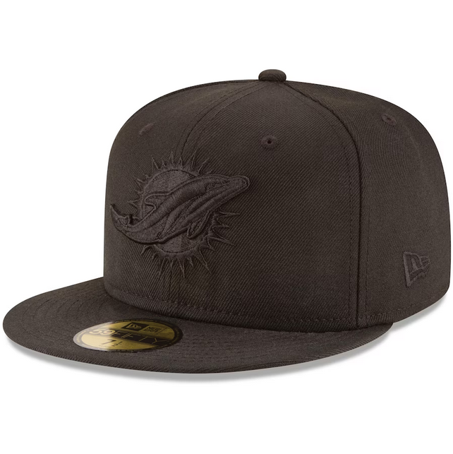 Miami Dolphins Gorra ajustada 59FIFTY negra sobre negro de los